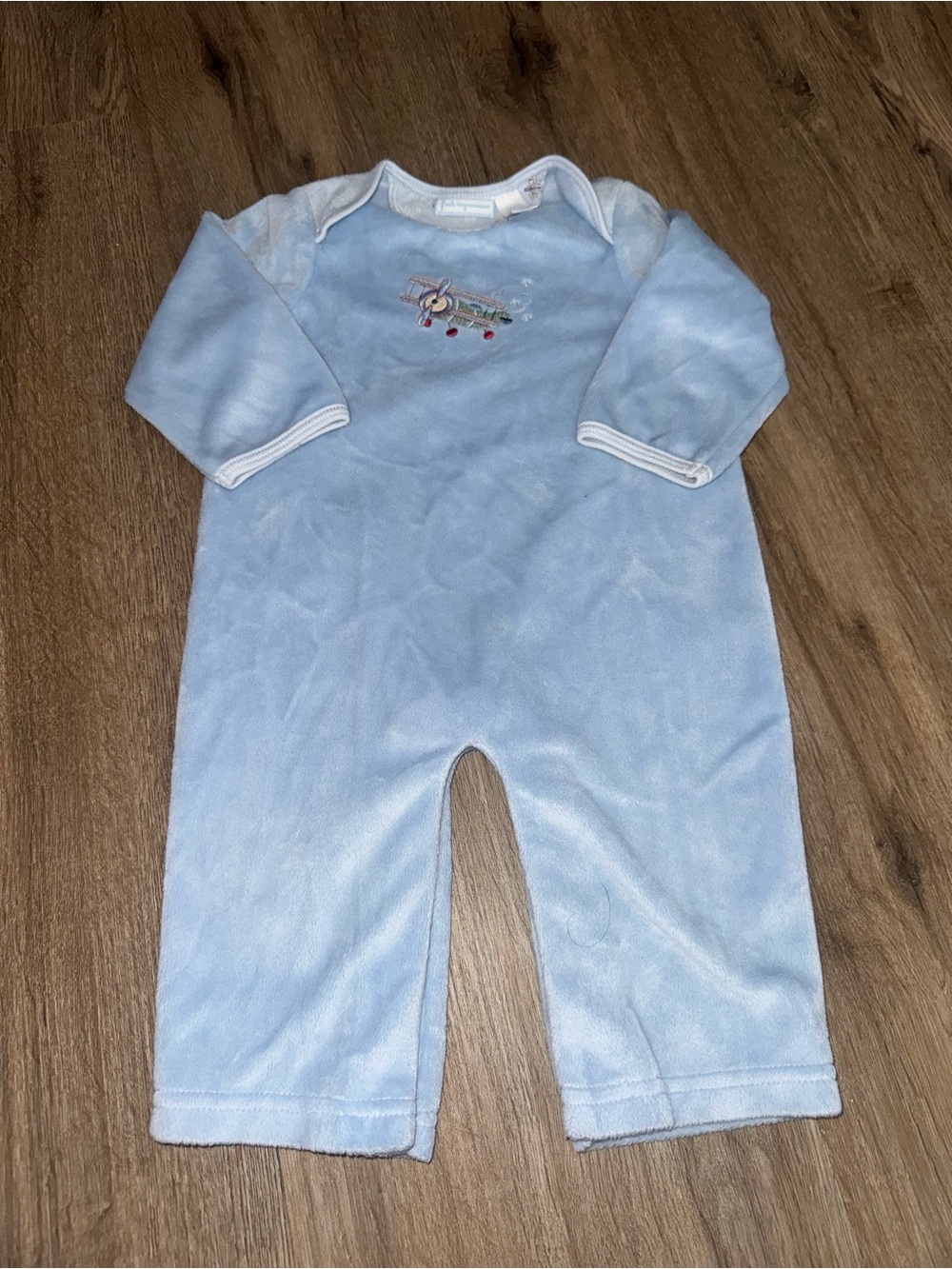 First Impressions Baby Boy Velour Light Blue One-Piece Romper Size 3-6 Months
